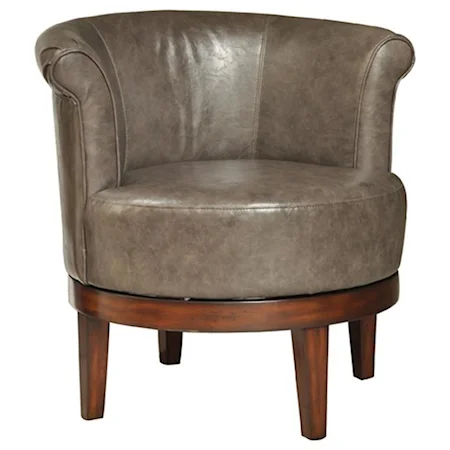 Camden Grey Leather Swivel Chair
